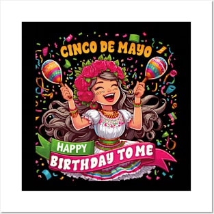 Happy Cinco De Mayo Birthday To Me Mexican Party Maracas Posters and Art